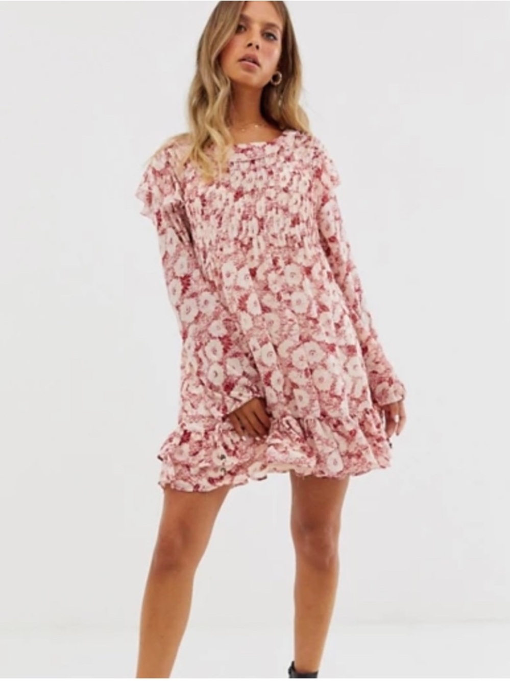 FREE PEOPLE These Dreams Mini Sheer Dress Red Tea Combo Size Medium NWT NEW